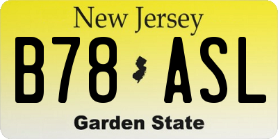 NJ license plate B78ASL