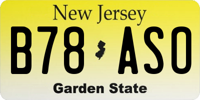NJ license plate B78ASO