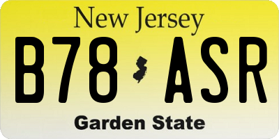 NJ license plate B78ASR