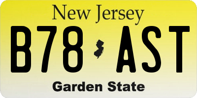 NJ license plate B78AST