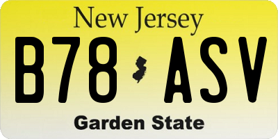 NJ license plate B78ASV