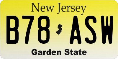 NJ license plate B78ASW