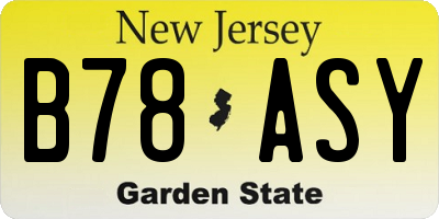 NJ license plate B78ASY