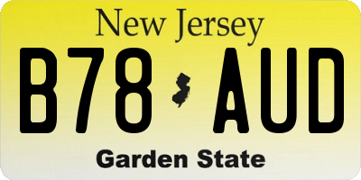 NJ license plate B78AUD