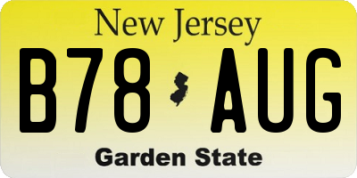 NJ license plate B78AUG