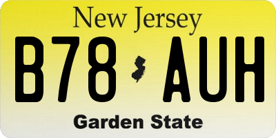 NJ license plate B78AUH