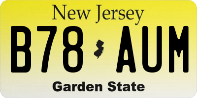 NJ license plate B78AUM