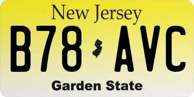 NJ license plate B78AVC