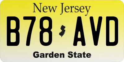 NJ license plate B78AVD