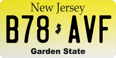 NJ license plate B78AVF