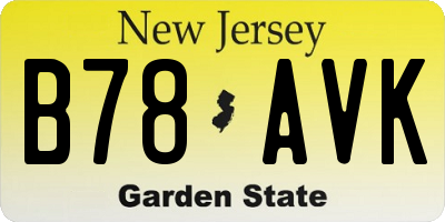NJ license plate B78AVK