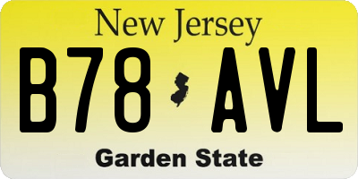 NJ license plate B78AVL
