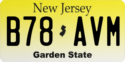 NJ license plate B78AVM