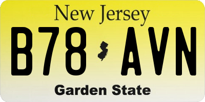 NJ license plate B78AVN