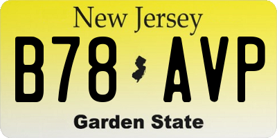 NJ license plate B78AVP