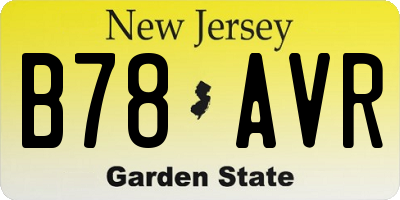 NJ license plate B78AVR