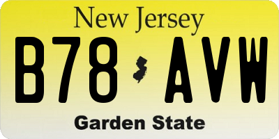 NJ license plate B78AVW