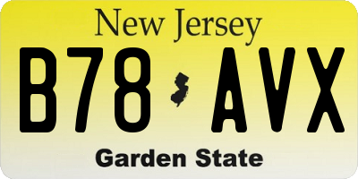 NJ license plate B78AVX
