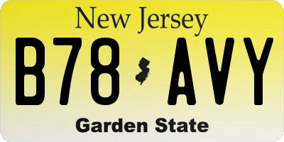 NJ license plate B78AVY