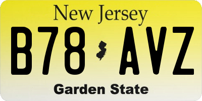 NJ license plate B78AVZ