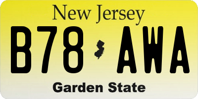 NJ license plate B78AWA