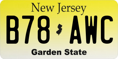 NJ license plate B78AWC