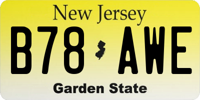 NJ license plate B78AWE