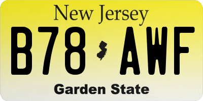 NJ license plate B78AWF