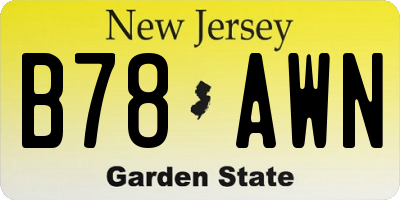 NJ license plate B78AWN
