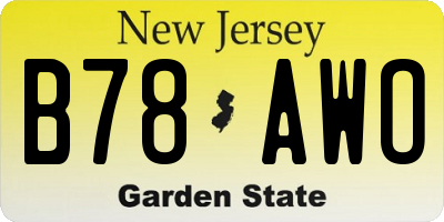 NJ license plate B78AWO