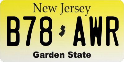 NJ license plate B78AWR