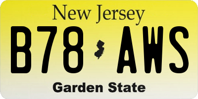 NJ license plate B78AWS