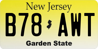 NJ license plate B78AWT