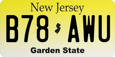 NJ license plate B78AWU