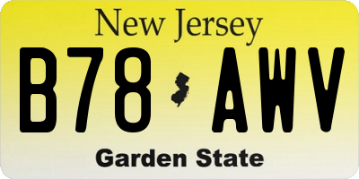 NJ license plate B78AWV