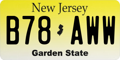 NJ license plate B78AWW
