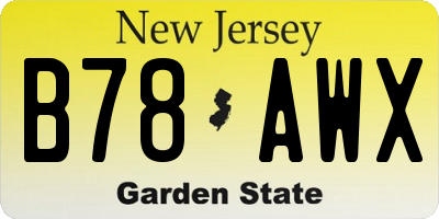 NJ license plate B78AWX
