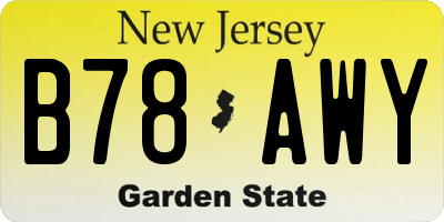 NJ license plate B78AWY