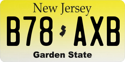 NJ license plate B78AXB