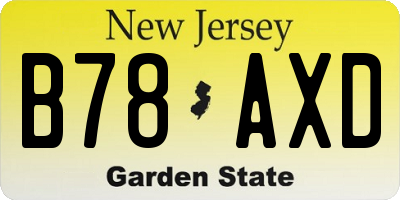 NJ license plate B78AXD