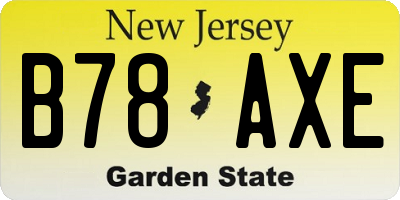 NJ license plate B78AXE