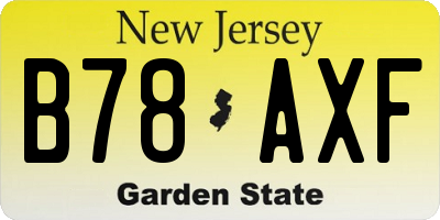 NJ license plate B78AXF