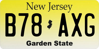 NJ license plate B78AXG