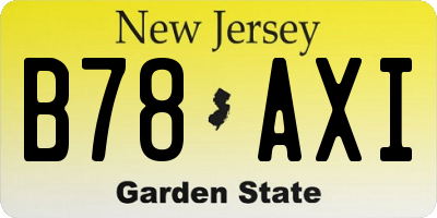 NJ license plate B78AXI