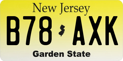 NJ license plate B78AXK