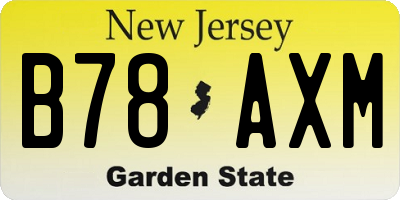 NJ license plate B78AXM