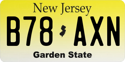 NJ license plate B78AXN