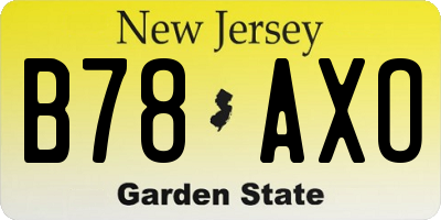 NJ license plate B78AXO