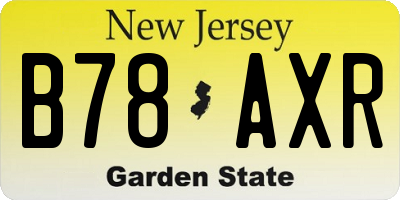 NJ license plate B78AXR