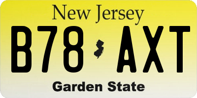 NJ license plate B78AXT